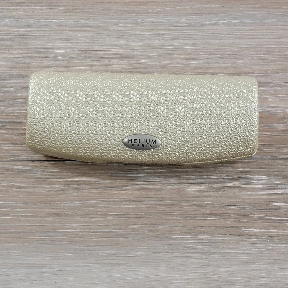 Helium Paris Champagne Gold Embossed Hardshell Eyeglass Case Metallic Floral